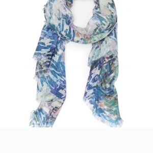 Nordstrom Blue Water Wash Eyelash Trim Cashmere & Silk Wrap